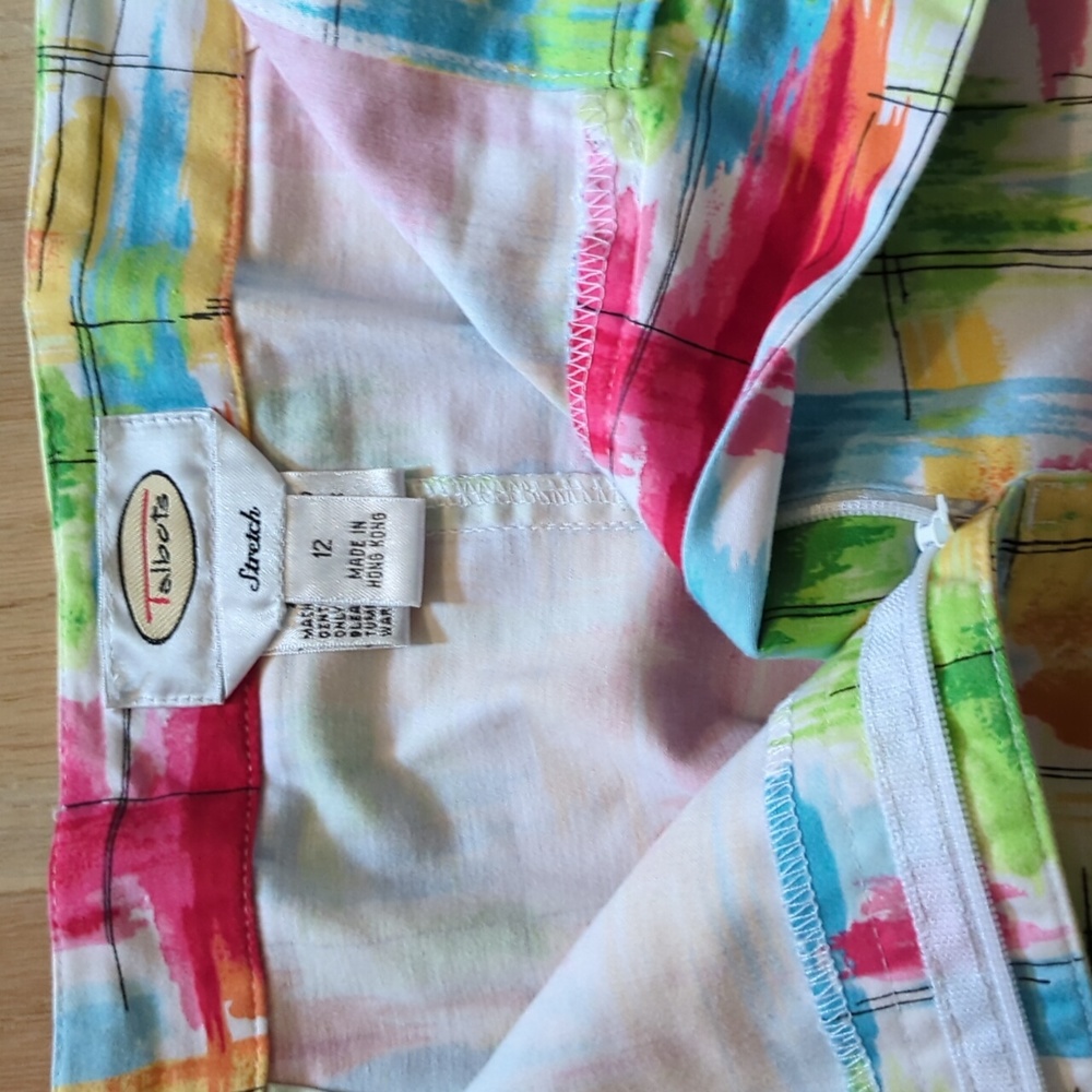 Talbots Stretch Size 12 Multi Colored Cotton Span… - image 4